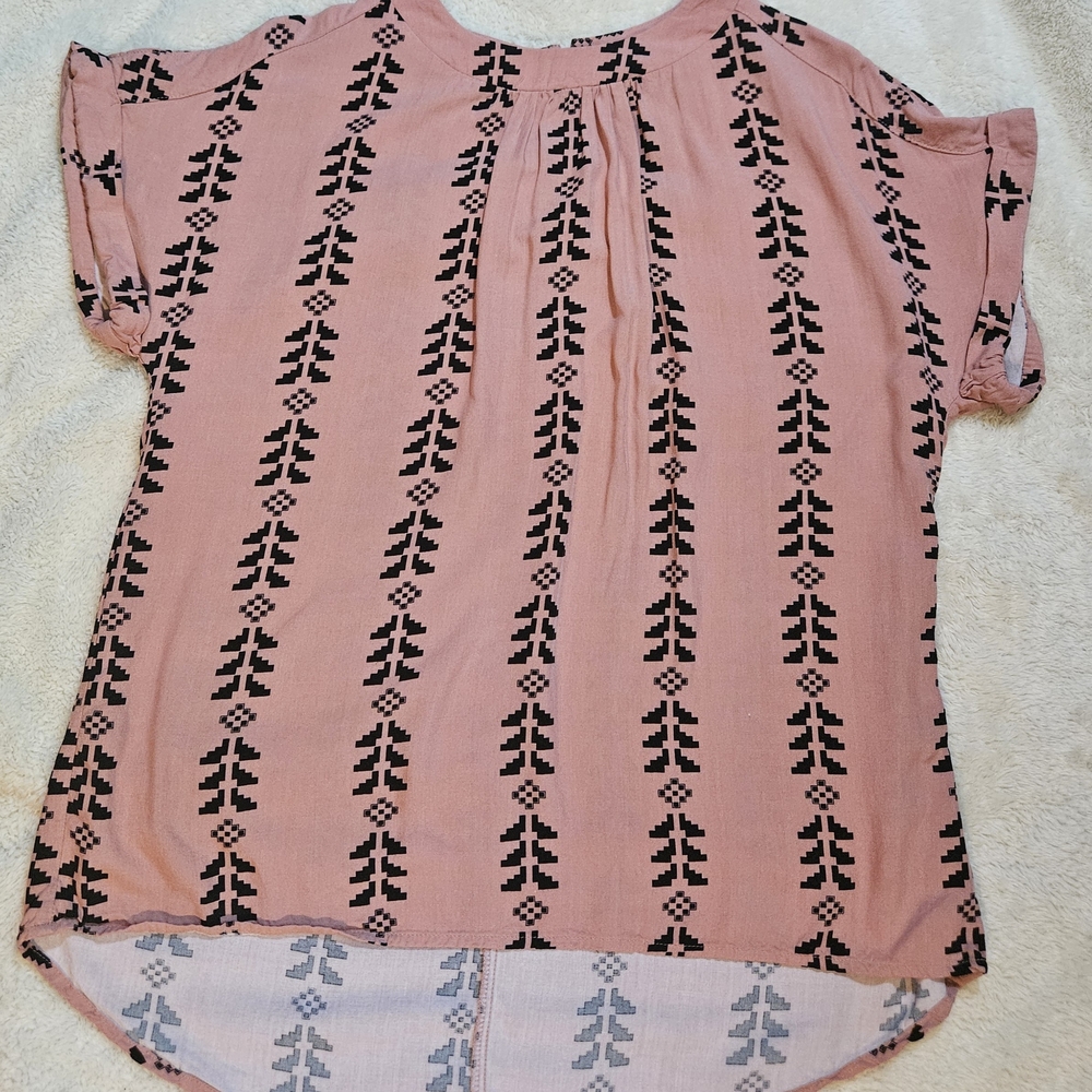 Pink Asymmetrical Cap Sleeve Blouse